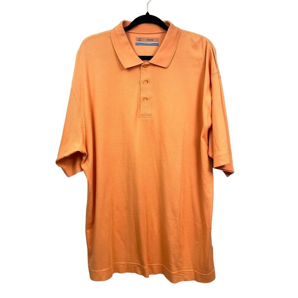 Cutter & Buck Polo Shirt CB Dry Tec Short Sleeves Stitched Logo Orange Men XL*